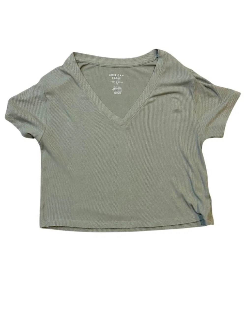 American Eagle Soft & Sexy Rib Crop Top V-Neck